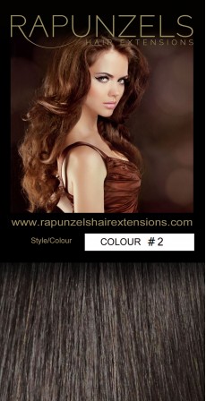 190 Gram 20" Clip In Hair Extensions Colour #2 Darkest Brown (14 p/c Deluxe Head)